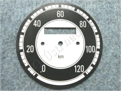 ciferník tachometru 120 km ( Kývačka ) / D=75mm  (011005)