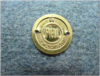 štítek klaksonu PAL ( Jawa, ČZ ) zlatý  (011610)
