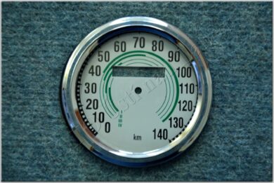 sada opravná - tachometr 140 km/h ( Kývačka ) zelený ciferník / D=85mm / d=75mm  (011840)