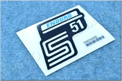 nálepka schránky S51 ENDURO - č/b/modrá ( Simson S51 )  (520161)