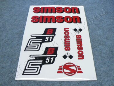 nálepky SIMSON S51 B arch - červená ( Simson S51 ) orig.vzor IFA  (520746)