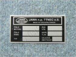 štítek typový ( Jawa 634 ) / 75x35