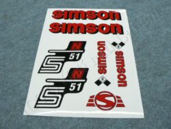 nálepky SIMSON S51 N arch - červená ( Simson S51 ) orig.vzor  IFA