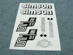 nálepky SIMSON S51 N arch - bílo/stříbrná ( Simson S51 ) orig.vzor  IFA
