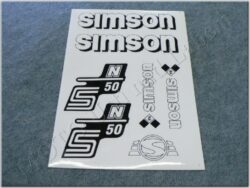 nálepky SIMSON S50 arch - bílo/černá, orig.vzor IFA