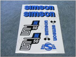 nálepky SIMSON S50 arch - modro/černá, orig.vzor IFA